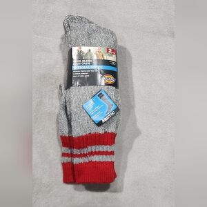 Dickies Men's Thermal Wool Blend Boot Crew Socks - Gray and Red